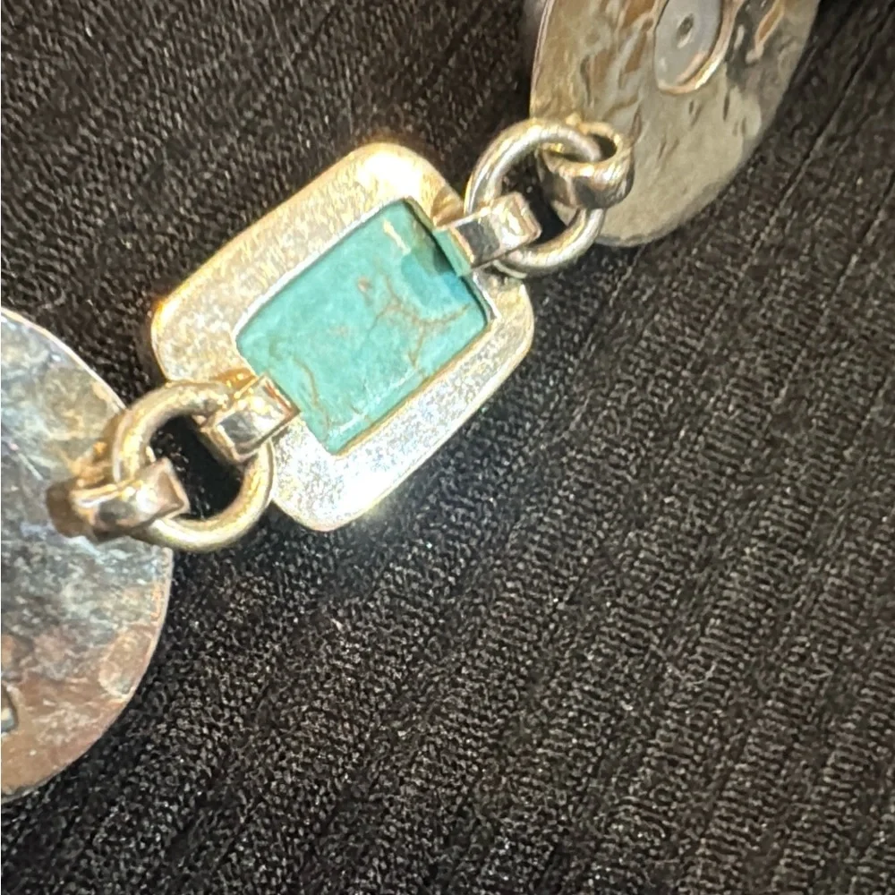 Sterling Silver .925 chunky turquoise Pearl bracelet Toggle by C‎ & Rose